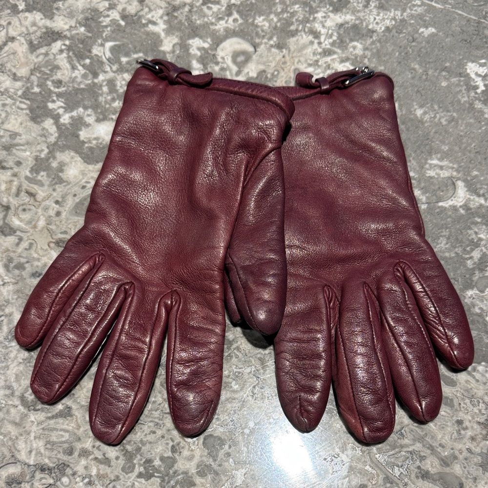 Roeckl burgundy warm leather gloves, medium